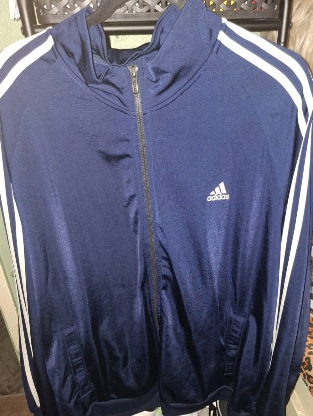 Vintage navy blue and white adidas Essentials 3-Stripes Track Jacket,